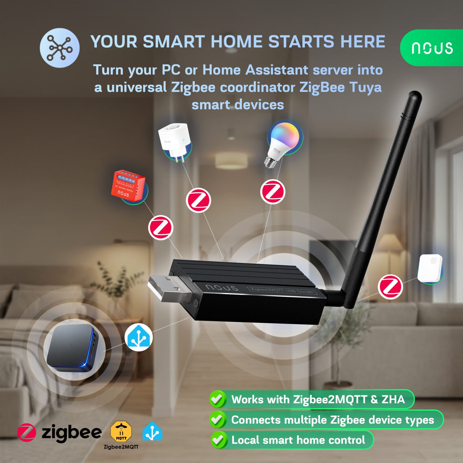 gateway universal nous e16 dongle, zigbee 3.0, home assistant, zigbee2mqtt, thread, bluetooth 5.2, zha, openhab 2 Gateway Universal NOUS E16 Dongle, Zigbee 3.0, Home Assistant, Zigbee2MQTT, Thread, Bluetooth 5.2, ZHA, openHAB - imagine 2