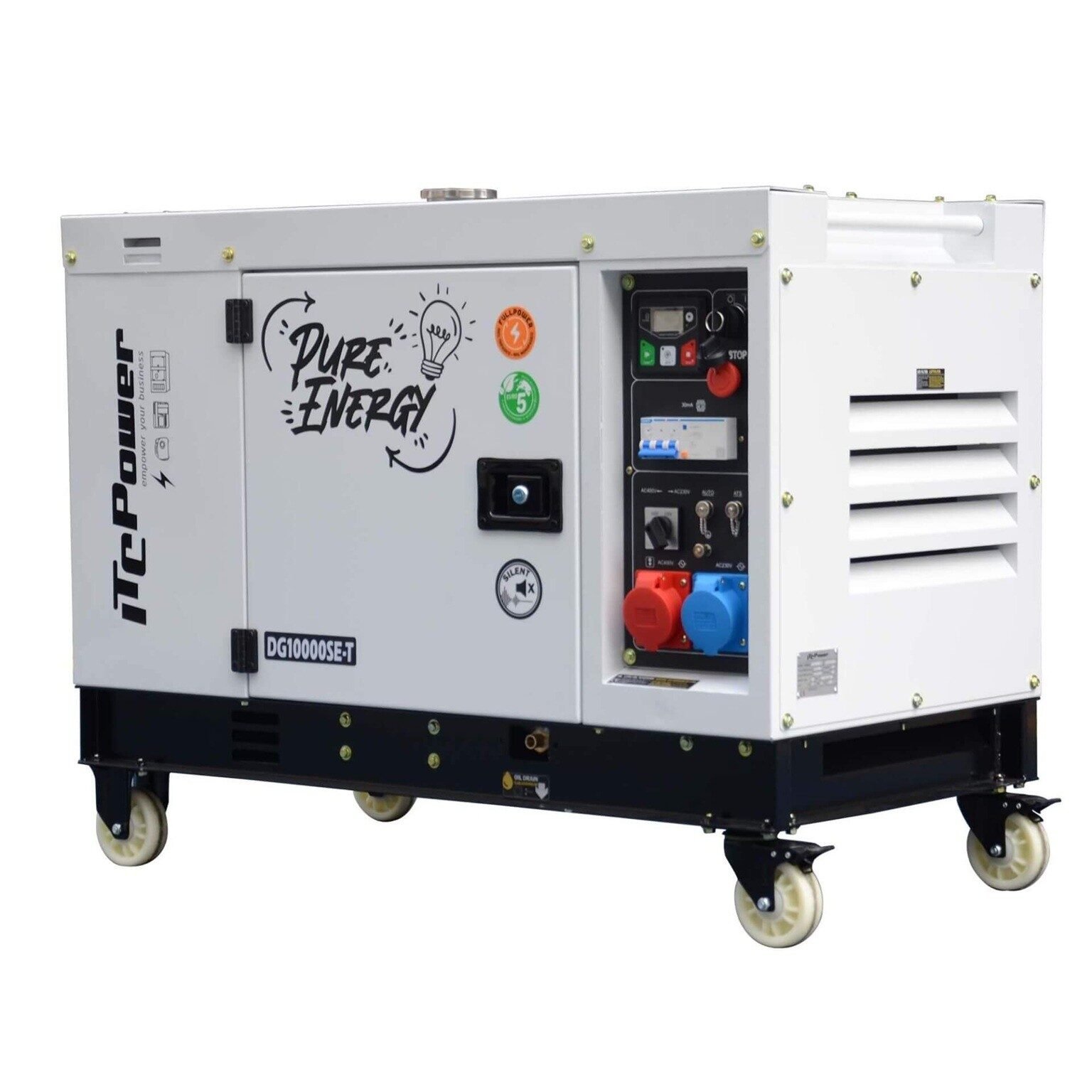 Generator Diesel Trifazat ITC Power DG10000SE-T 10,6 kVA Full Power, Insonorizat, Baterie Litiu, AVR, Pregatit ATS