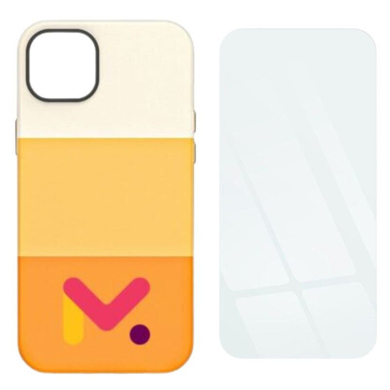 Husa de protectie cu armatura pe margini pentru Iphone 14 Pro, Piele Ecologica si Folie de Protectie 9H, Grosime 0.3 mm, Portocaliu