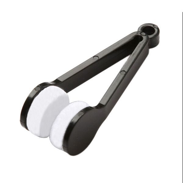 Instrument cu 2 capete din microfibra pentru curatarea si intretinerea lentilelor de ochelari, 7×2 cm, Negru