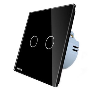 Intrerupator dublu cu touch Welaik panou din sticla, Negru