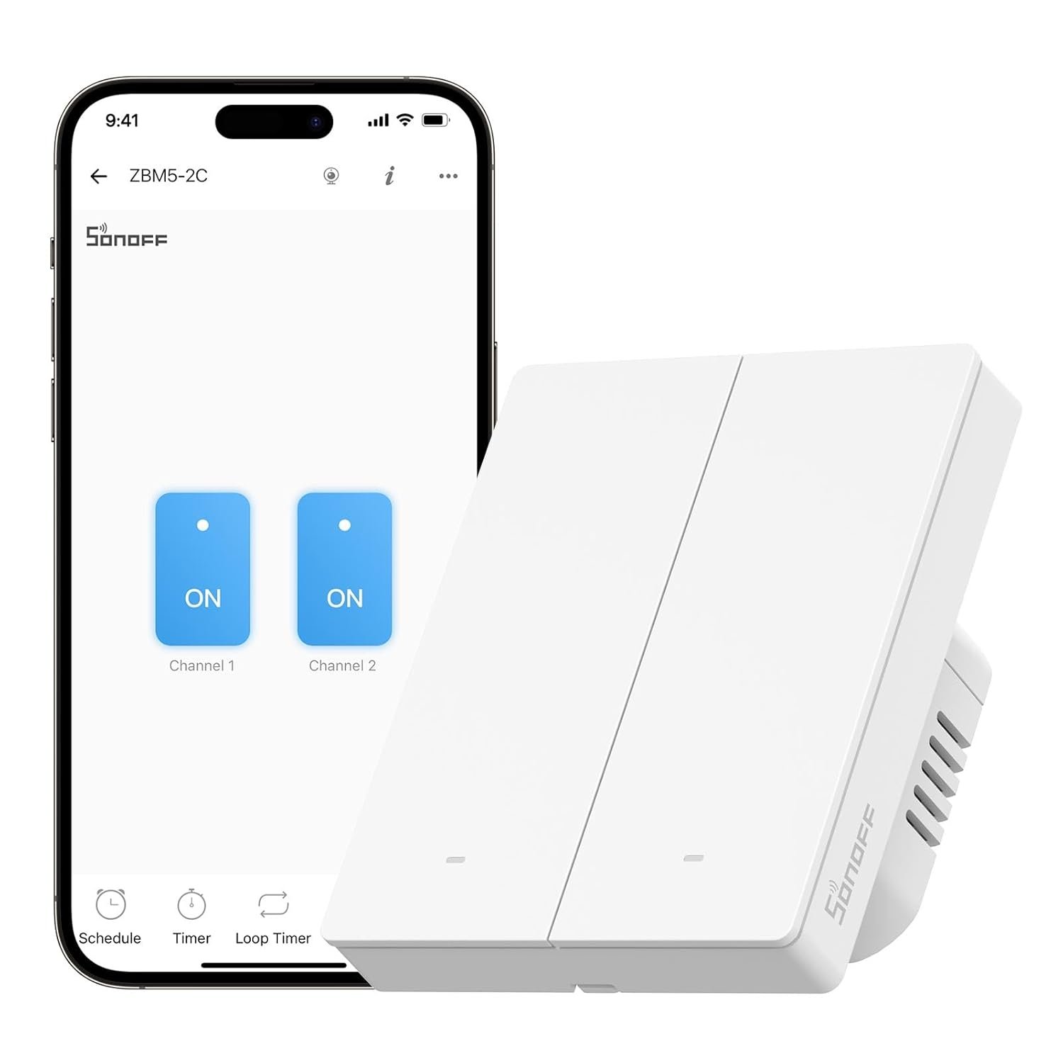 intrerupator inteligent sonoff zbm5-2c-80w ,zigbee, 2 canale, 10a 1 Intrerupator inteligent Sonoff ZBM5-2C-80W ,Zigbee, 2 canale, 10A