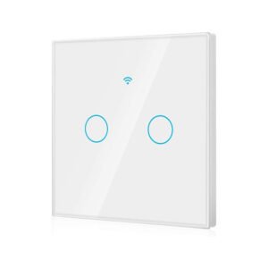 Intrerupator Smart cu Touch Rovo FN2C, 2 canale, Sticla Securizata, Tuya, Life Smart, RF 433MHz, Alexa si Google Assistant, fara nul