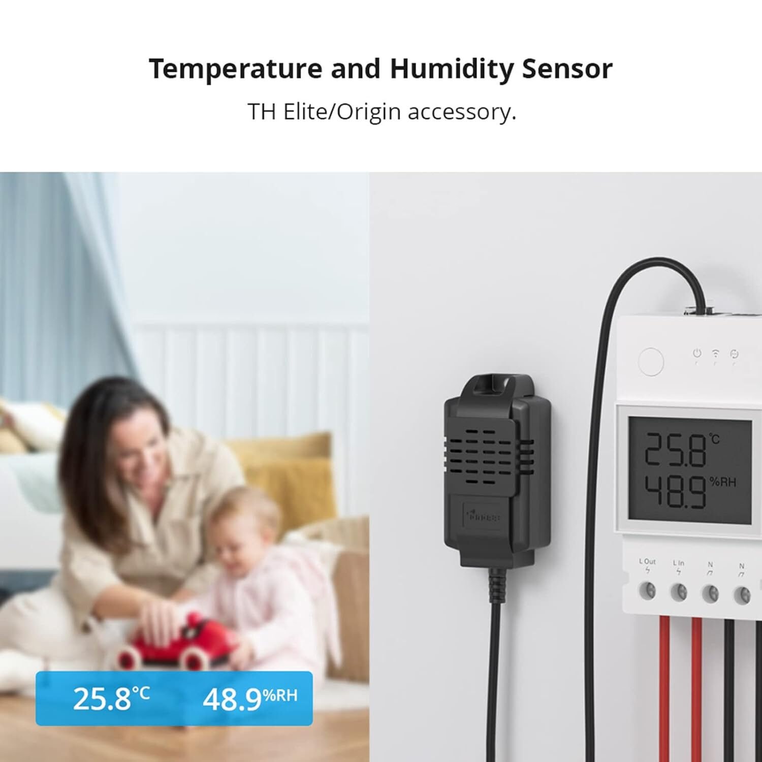 senzor de temperatura si umiditate, sonoff ths01, negru 2 Senzor de temperatura si umiditate, Sonoff THS01, Negru - imagine 2