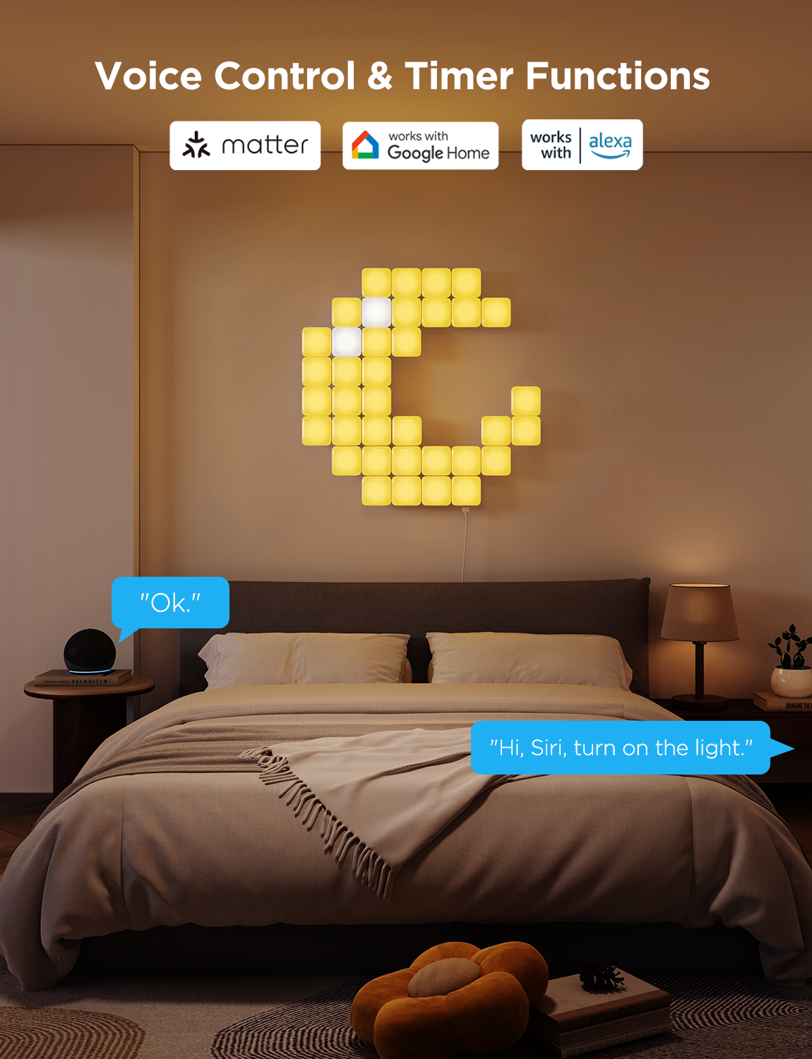kit panouri mici luminoase led govee h8069, rgbic, wi-fi + bluetooth, 10 panouri, alexa , google asistant, matter 5 Kit panouri mici luminoase LED Govee H8069, RGBIC, Wi-Fi + Bluetooth, 10 panouri, Alexa , Google Asistant, Matter - imagine 5