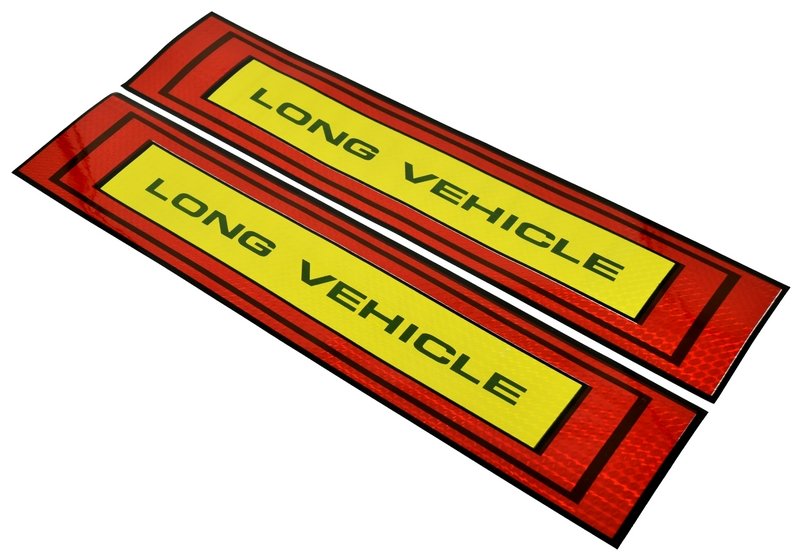 set sticker reflectorizant pentru camion " long vehicle " 50 x 10cm 1 Set sticker reflectorizant pentru camion " LONG VEHICLE " 50 x 10cm