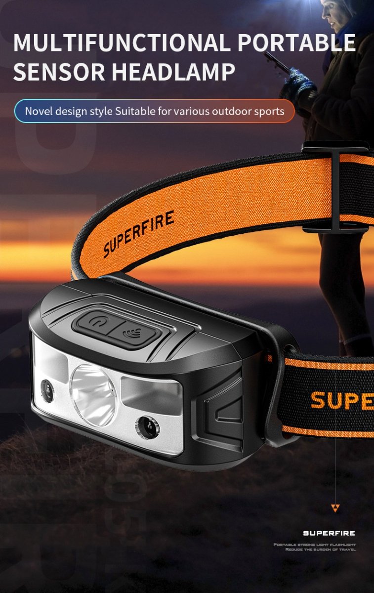 lanterna led pentru cap superfire hl05-k, 120lm, 100m, 500mah, lumina rosie, control miscare 2 Lanterna LED pentru cap Superfire HL05-K, 120lm, 100m, 500mAh, Lumina rosie, control miscare - imagine 2