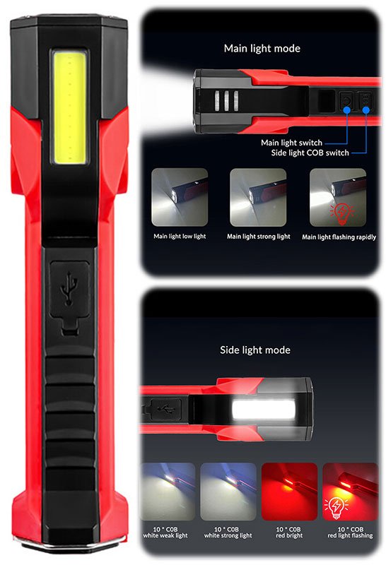 lanterna multifunctionala led superfire gm06, usb-c, 1500mah, 355lm, 216m, power bank, lumina rosie, prindere magnetica, ip44 - rosu 4 Lanterna Multifunctionala LED Superfire GM06, USB-C, 1500mAh, 355lm, 216m, power bank, lumina rosie, prindere magnetica, IP44 - Rosu - imagine 4