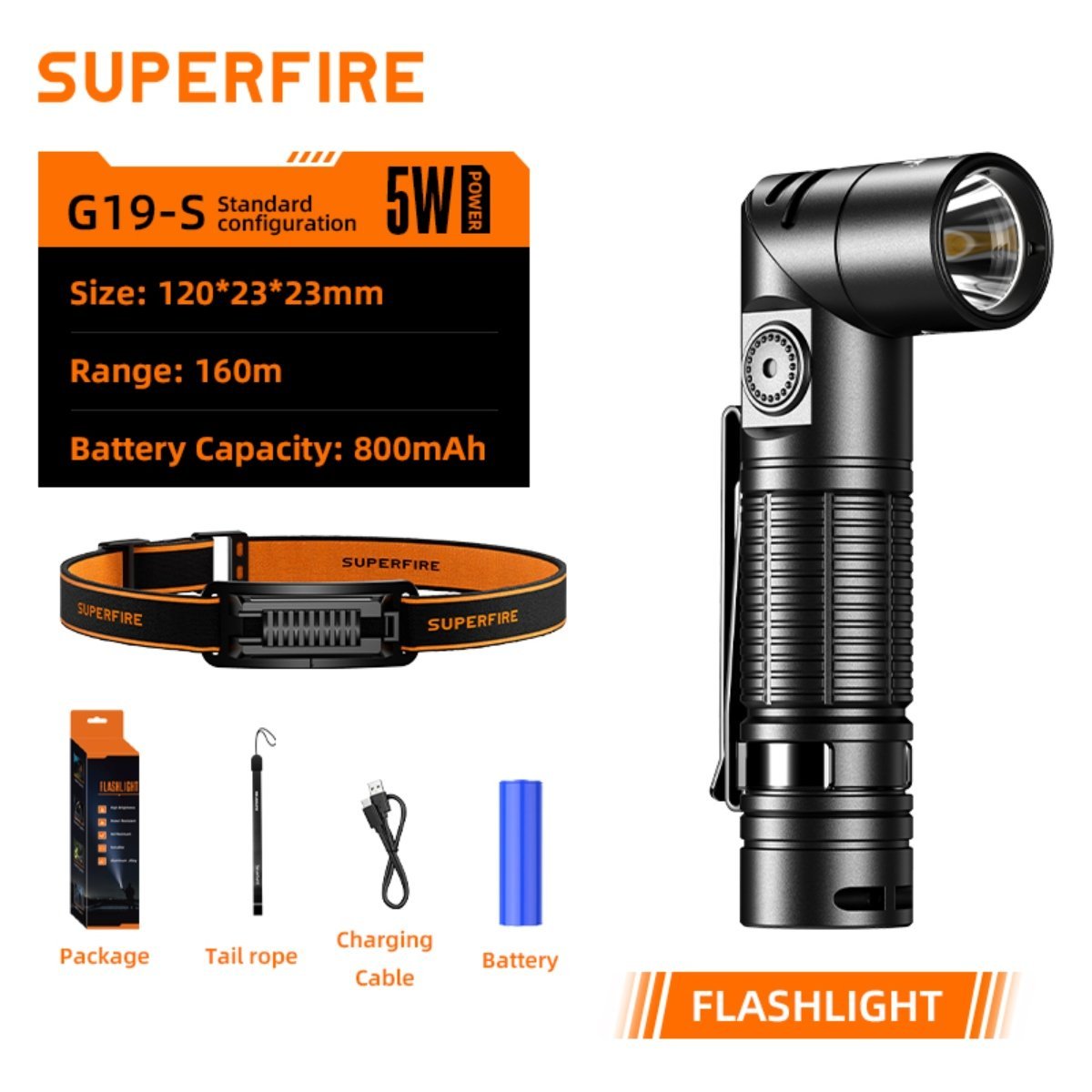 lanterna multifunctionala led supfire g19-s, usb-c, 360lm, 160m, prindere magnetica 1 Lanterna Multifunctionala LED Supfire G19-S, USB-C, 360lm, 160m, prindere magnetica