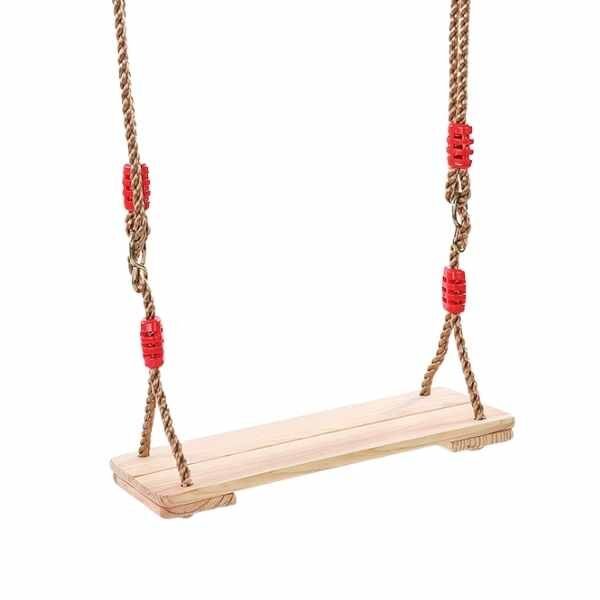 Leagan Mercaton cu Sfoara, pentru Copii, din Lemn, Dreptunghiular, Greutate Max 150 kg, + 3 Ani, 40 x 16.2 x 1.2 cm, Maro