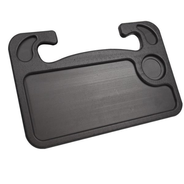 Masa Multifunctionala Mercaton cu 2 Suprafete Utilizabile, Portabila, pentru Scaunul sau Volanul Auto, Plastic, Negru, 42x28x2 cm