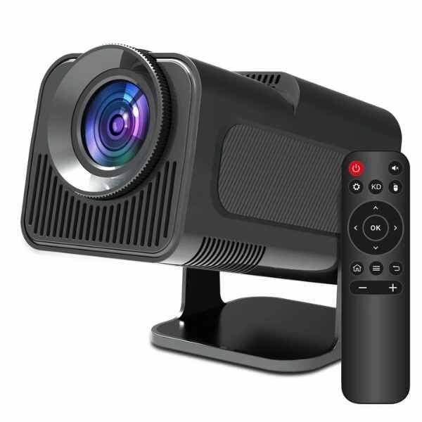 Mini Videoproiector Portabil Smart cu IR  Remote, 4K Ultra HD, Keystone, 300 ANSI, Focus Reglabil, WiFi 6, Bluetooth 5.0, Android 11, HDMI, USB, Mirroring, Difuzor, Rotatie 180°, Proiectie pana la 130 inch, Alb