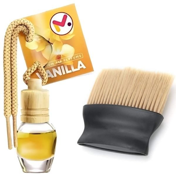 Odorizant Auto Aroma Vanilie si Perie cu Maner Ergonomic si Fire din Nylon SoftTouch