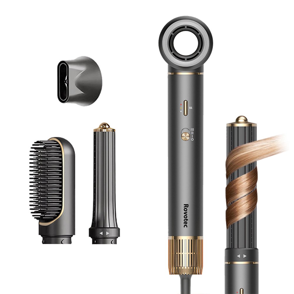 Ondulator Multistyler Rovotec 802A, 5 in 1, Tehnologie Coanda, Uscator Profesional, 1300 W, 3 Trepte de viteza, 4 Trepte de temperatura