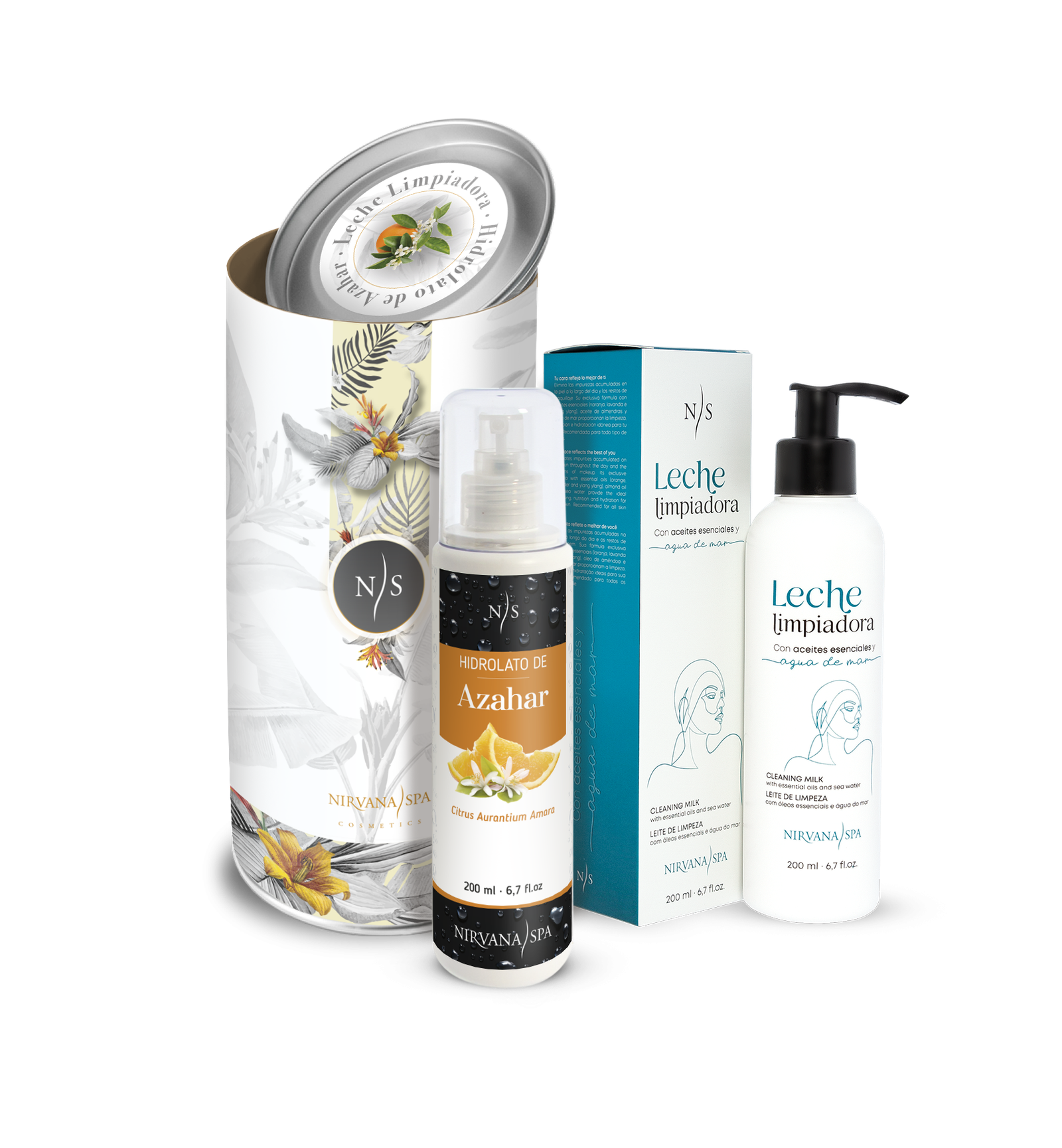 Pachet ingrijire faciala, Lapte demachiant 200 ml + Hidrolat de floare de portocal 200 ml