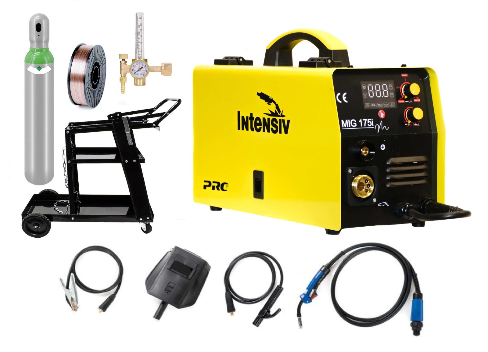 Pachet complet sudura MIG/MAG: MIG 175i Intensiv, 230 V, 160 A, Butelie corgon 8l (plina),rola otel 5kg-0.8mm