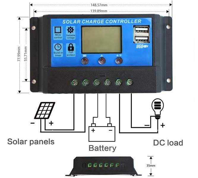 controler/regulator de incarcare panou solar, 12 - 24v, 30a, mini dual usb 8 Controler/Regulator de incarcare panou solar, 12 - 24V, 30A, mini dual USB - imagine 8