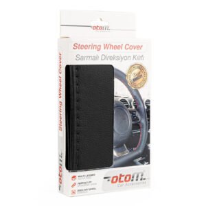 Husa volan OTOM din Piele Ecologica „Ne-Perforata” pentru autoturisme, diametru volan 37 – 39 cm, cu ac si ata Neagra