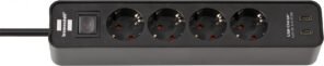 Prelungitor Brennenstuhl Ecolor 4 prize, 2xUSB-C, 1.5m Negru