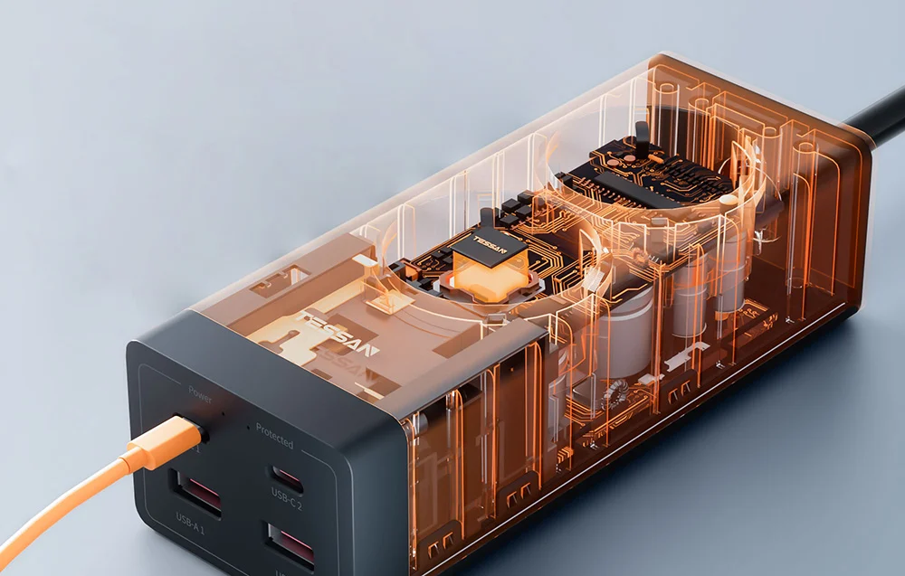 prelungitor tessan , zts-fs01de, 2x usb-c, 2x usb, 2 prize, incarcare rapida usb-c, 30w, 2m, negru 5 Prelungitor Tessan , ZTS-FS01DE, 2X USB-C, 2x USB, 2 prize, incarcare rapida USB-C, 30W, 2m, negru - imagine 5