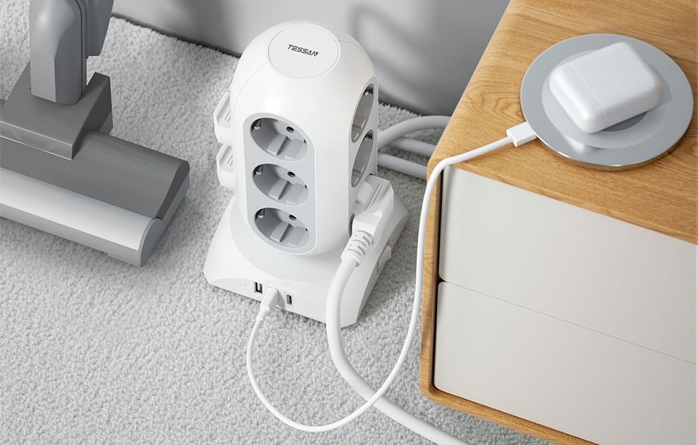 prelungitor tip turn tessan tps02-de-c, 12 prize, 2xusb 3a, 1xusb-c, cablu 2m 3 Prelungitor tip Turn Tessan TPS02-DE-C, 12 prize, 2XUSB 3A, 1XUSB-C, cablu 2m - imagine 3