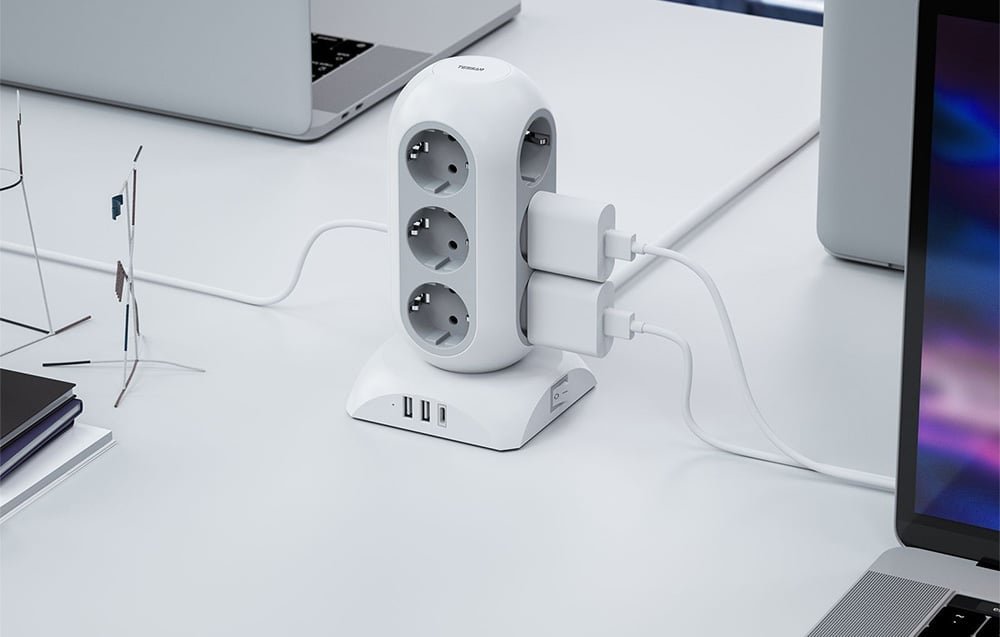 prelungitor tip turn tessan tps02-de-c, 12 prize, 2xusb 3a, 1xusb-c, cablu 2m 5 Prelungitor tip Turn Tessan TPS02-DE-C, 12 prize, 2XUSB 3A, 1XUSB-C, cablu 2m - imagine 5