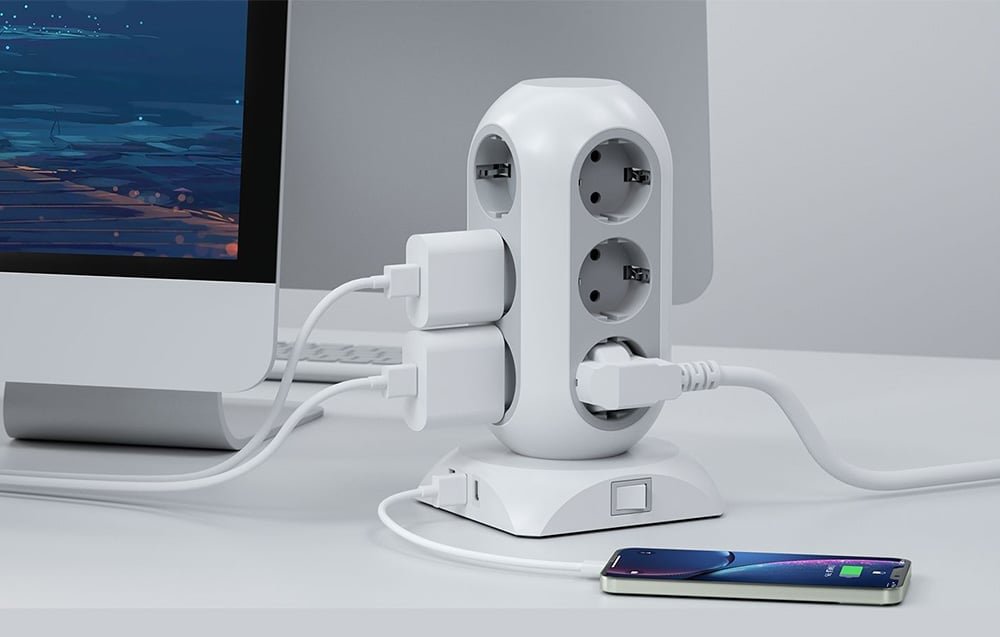 prelungitor tip turn tessan tps02-de-c, 12 prize, 2xusb 3a, 1xusb-c, cablu 2m 2 Prelungitor tip Turn Tessan TPS02-DE-C, 12 prize, 2XUSB 3A, 1XUSB-C, cablu 2m - imagine 2