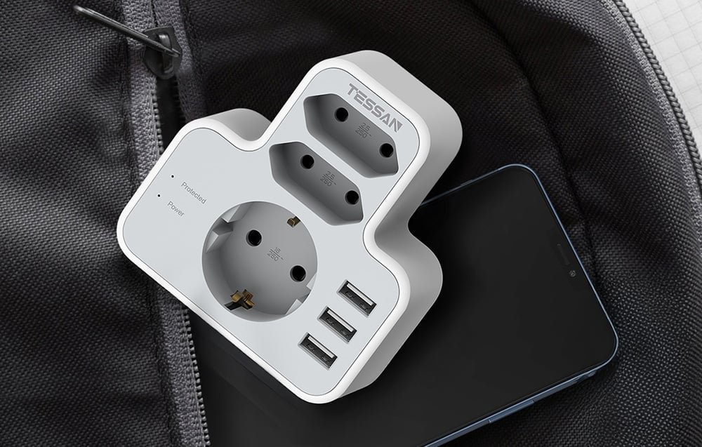 priza multipla tessan ts-327, 3 prize, 3 porturi usb, 240 v, alb ,3600w 16a 4 Priza Multipla Tessan TS-327, 3 Prize, 3 Porturi USB, 240 V, Alb ,3600W 16A - imagine 4
