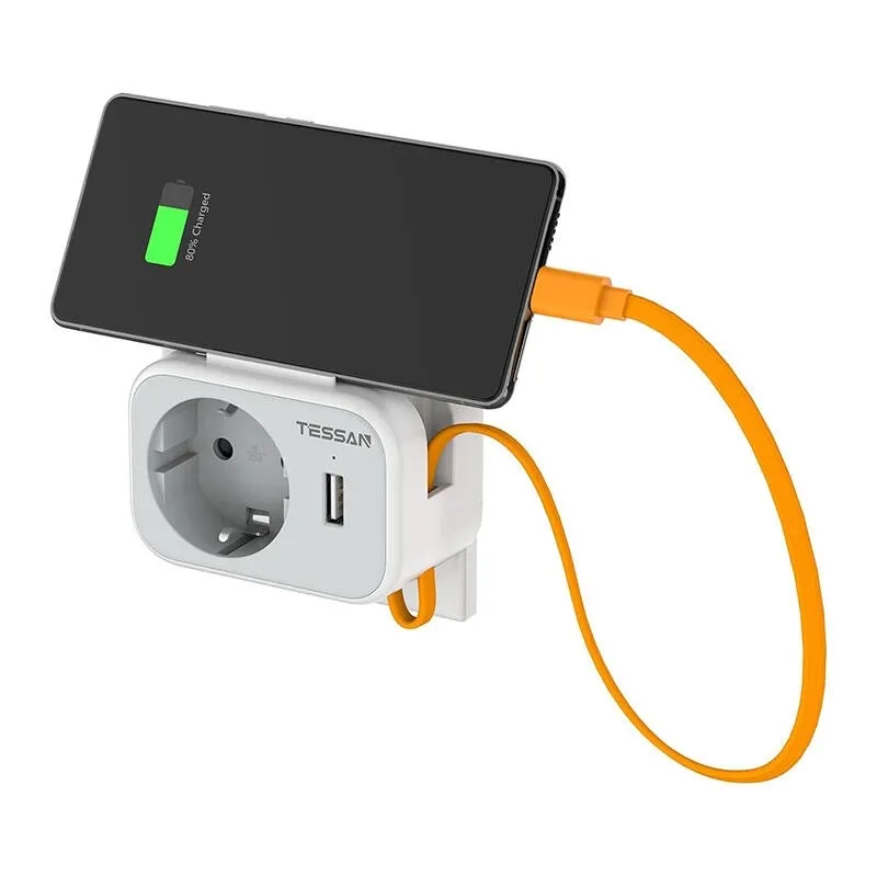 adaptor priza tessan ts-332, 1 priza, 1 port usb-c, 1 port usb, 10a 1 Adaptor Priza Tessan TS-332, 1 Priza, 1 port USB-C, 1 Port USB, 10A