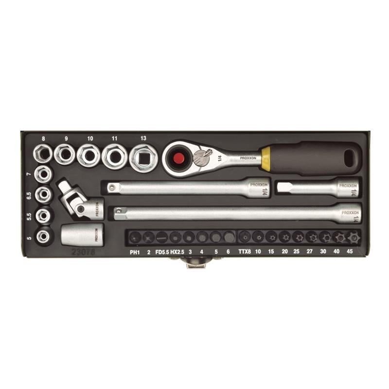 trusa de biti si chei tubulare pentru ingineri, proxxon 23078, 1/4", 32 buc 2 Trusa de biti si chei tubulare pentru ingineri, Proxxon 23078, 1/4", 32 buc - imagine 2