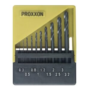Set 10 burghie HSS, DIN 338, 0.3 – 3.2mm, Proxxon 28874