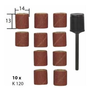 Set ax si 10 tamburi din corindon pentru slefuire, 14mm, GR120,  Proxxon 28978