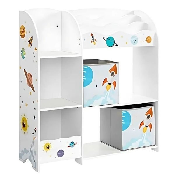 Raft pentru Depozitare Jucarii din PAL, Colturi Rotunjite, Multicolor, 93 x 30 x 100 cm