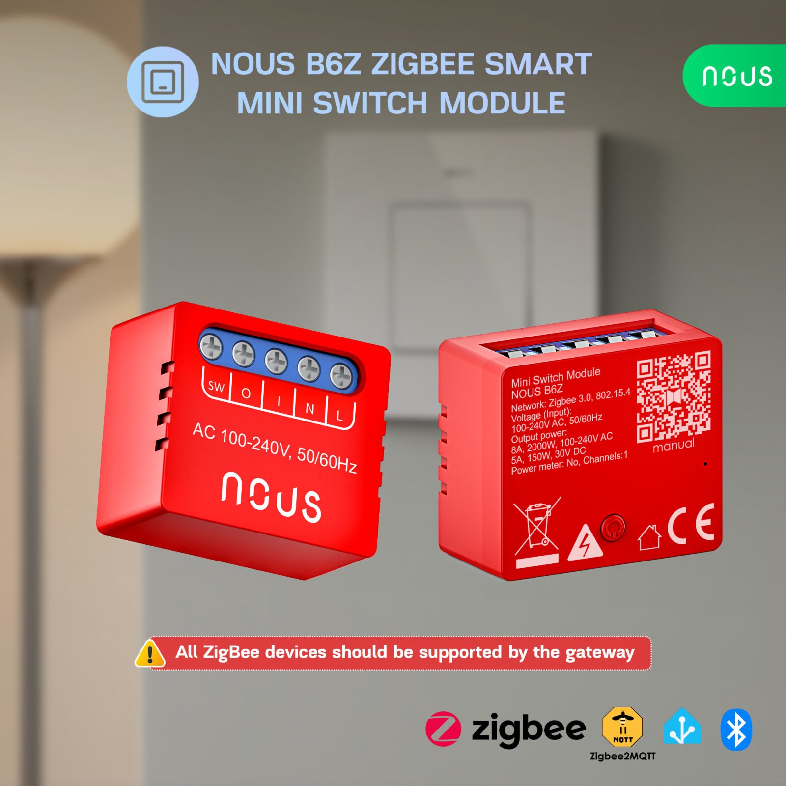 Releu SMART NOUS B6Z Zigbee,1 canal, control aplicatie, compatibil Alexa Google Assistan, protectie suprasarcina - imagine 2