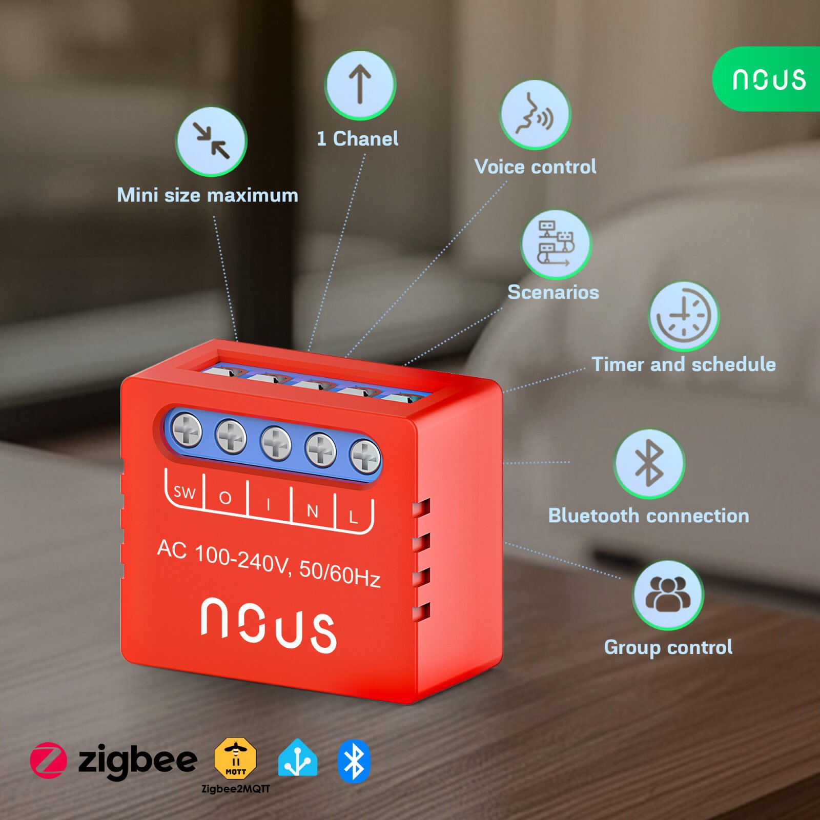 Releu SMART NOUS B6Z Zigbee,1 canal, control aplicatie, compatibil Alexa Google Assistan, protectie suprasarcina - imagine 3