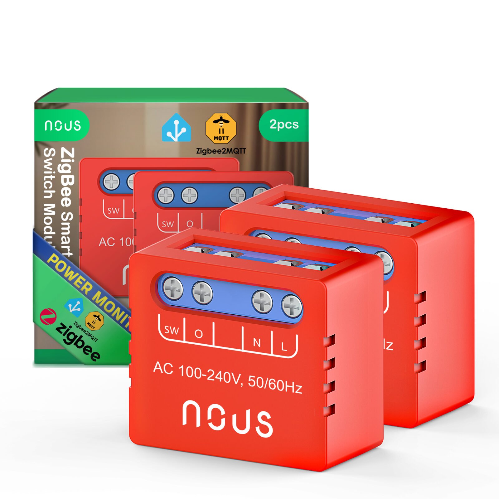 Set 2 relee SMART NOUS B5Z Zigbee,1 canal, monitorizare consum, control aplicatie, compatibil Alexa Google Assistan, protectie suprasarcina