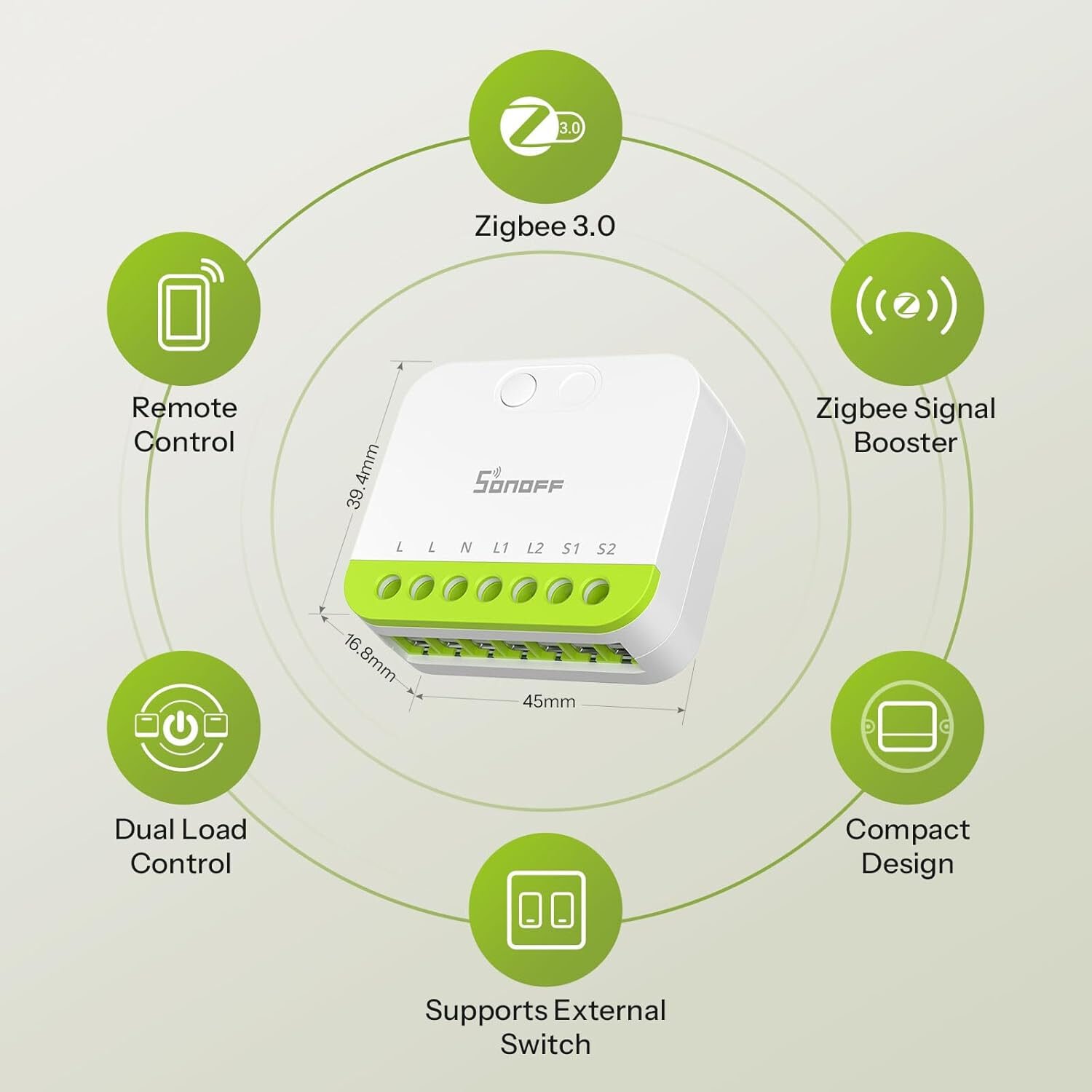 releu smart sonoff mini-zb2gs, zigbee, 2 canale, 16a, alb 3 Releu Smart Sonoff MINI-ZB2GS, ZigBee, 2 canale, 16A, Alb - imagine 3