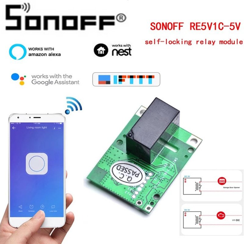 releu modul smart sonoff re5v1c 5v, wi-fi, compatibil cu google home, alexa ifttt 2 Releu modul smart Sonoff RE5V1C 5V, Wi-Fi, Compatibil cu Google Home, Alexa IFTTT - imagine 2