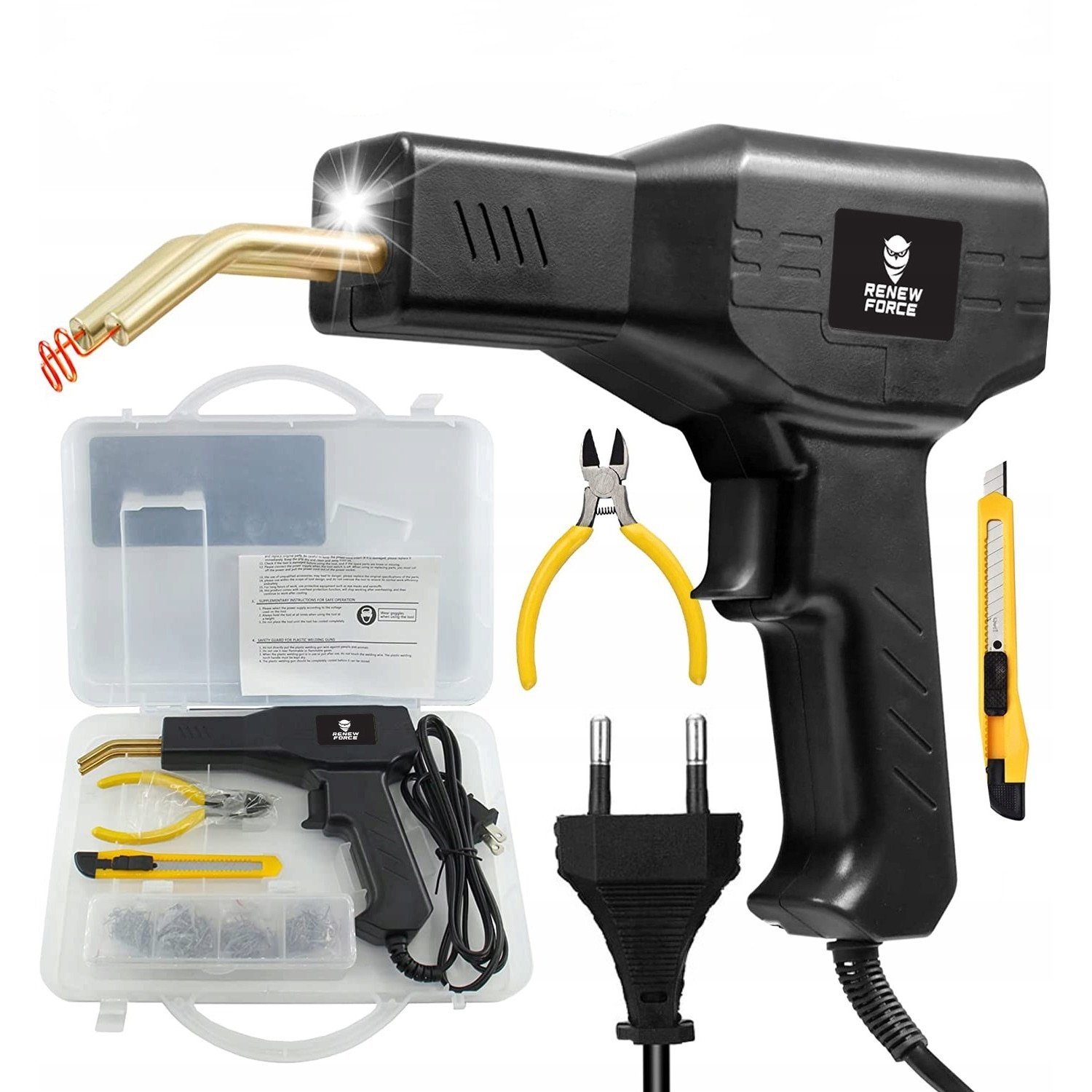 pistol profesional pentru lipit/sudat plastic, kit pentru repararea fisurilor din plastic, polipropilena, 400 capse de intarire, putere 50w, culoare negru, cod: avx-wt-wg-x80 3 Pistol Profesional pentru lipit/sudat plastic, kit pentru repararea fisurilor din plastic, polipropilena, 400 capse de intarire, putere 50W, culoare Negru, Cod: AVX-WT-WG-X80 - imagine 3