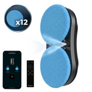 Robot curatare geamuri cu pulverizator Cecotec Windroid W10 DoubleSpray, 3 in 1, 4 moduri, Control telecomanda si aplicatie, 12 mopuri incluse