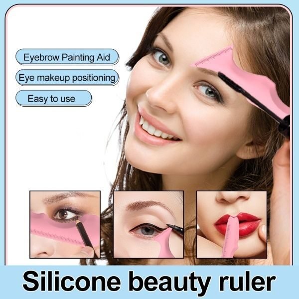 Sablon multifunctional 5 in 1 Eyeline din silicon pentru makeup ochi, fata, sprancene, buze, 149.4×41.4×8 mm, Mov