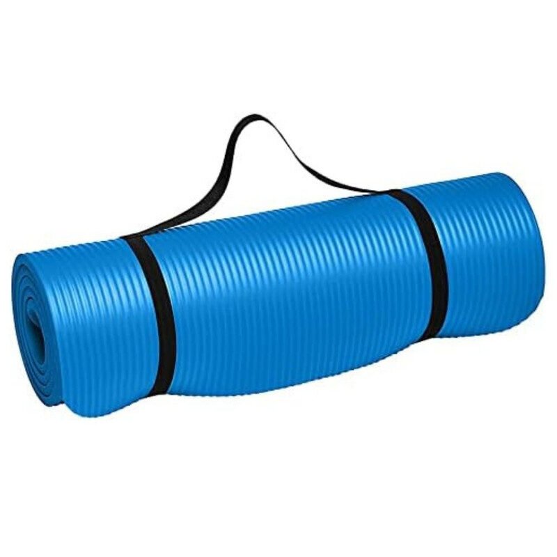 Saltea antiderapanta pentru antrenament yoga, fitness, aerobic, pilates, Impermeabila, Spuma NBR, Cauciuc sintetic, 185x80x1.5 cm, Albastru