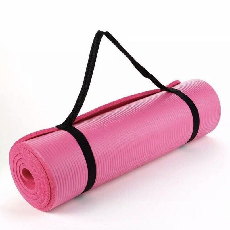 Saltea antiderapanta pentru antrenament yoga, fitness, aerobic, pilates, Impermeabila, Spuma NBR, Cauciuc sintetic, 185x80x1.5 cm, Roz