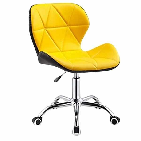 Scaun de Birou Mercaton Varese, din Piele Ecologica, Pivotant si Rotativ, cu 5 roti din Cauciuc, Maxim 110 Kg, Cadru Metalic, 49 x 38 x 75-86 cm, Negru cu Galben
