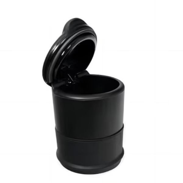 Scrumiera Auto Rotunda cu Iluminare LED, Lumina Albastra, Culoare Negru