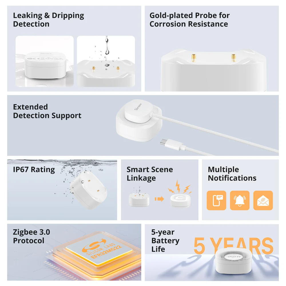 Senzor inteligent pentru scurgeri inundatii ZigBee SONOFF SNZB-05P - imagine 3