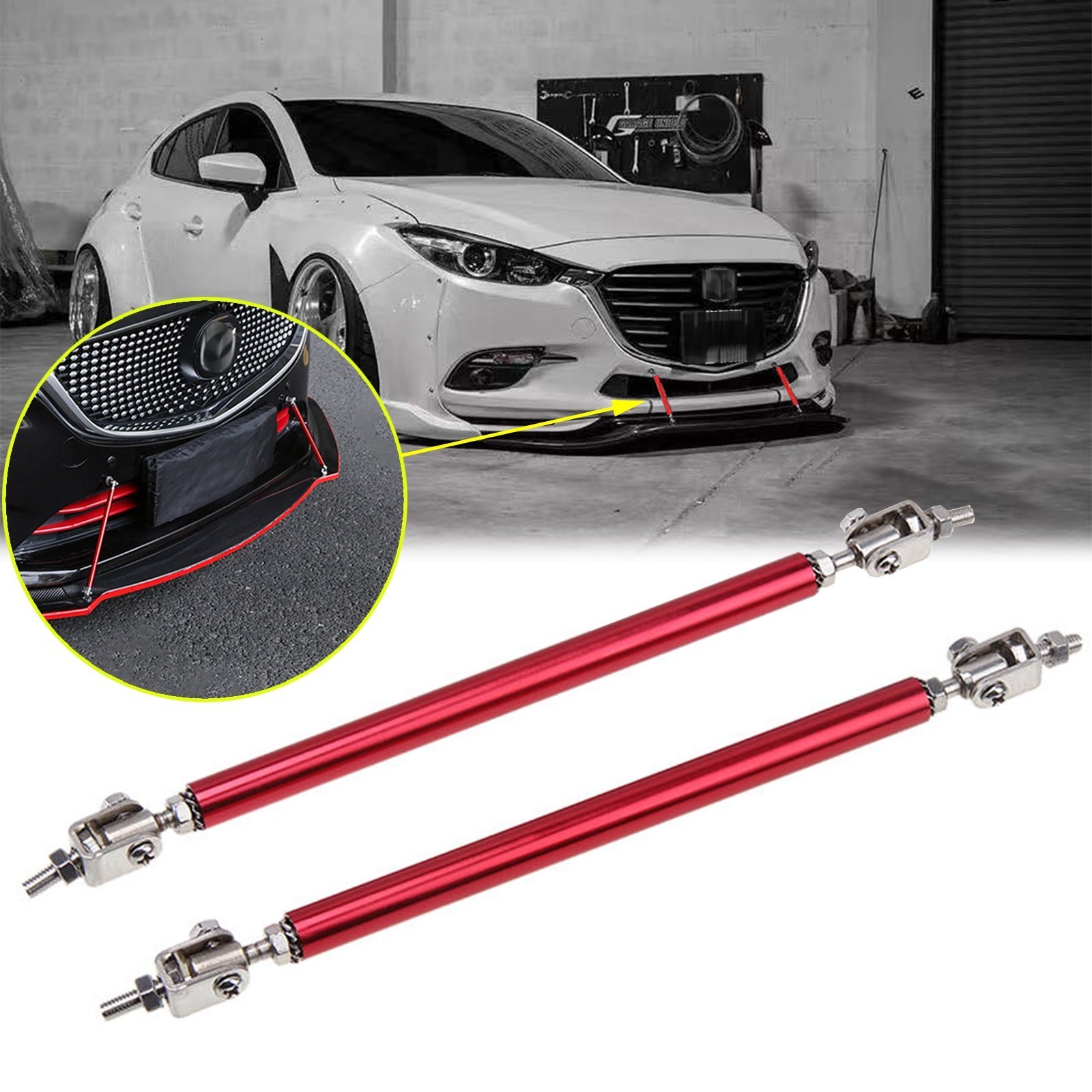 set 2 tije din aluminiu reglabile pentru consolidare spoiler, lungime 10cm, culoare rosu 1 Set 2 Tije din Aluminiu reglabile pentru Consolidare Spoiler, lungime 10cm, culoare Rosu