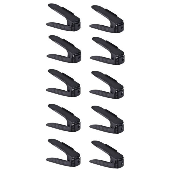 Set 10 buc, Organizator, Suport Mercaton pentru Incaltaminte, Reglabil 3 Pozitii, Dublare Spatiu Depozitare, 6×25.5×11/17 cm, Negru