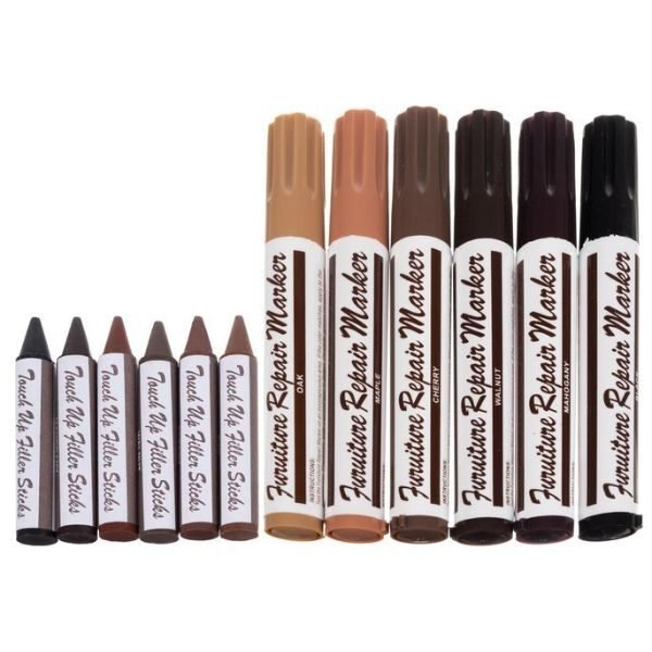 Set 12 piese,  Markere si creioane pentru mobila, corectare si reparare zgarieturi, Multicolor