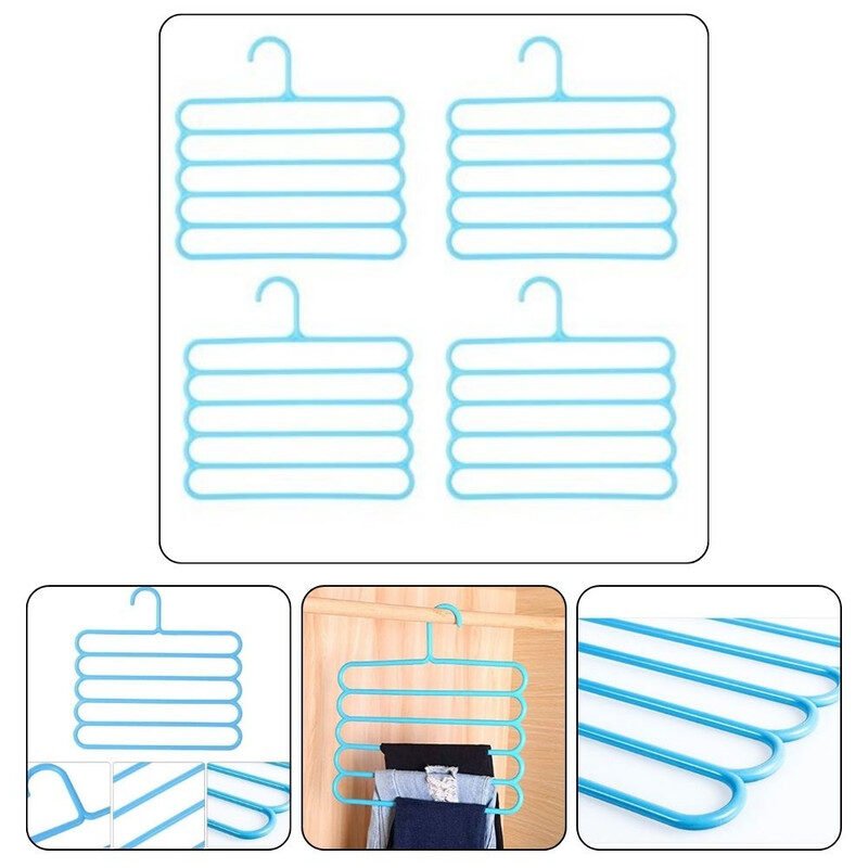 Set 12 Umerase Multifunctionale Mercaton din Plastic cu 5 pozitii pentru Haine si Accesorii, Anti-derapante, 31 x 31 cm, Roz, Maro si Albastre
